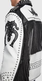 Black And White Jacket Mens Men Black And White Western Jacket Punk Style Studded Jacket Men Mens Costume Style Fringe Jacket In 2020 Studded Jacket Black White Jacket Studded Leather Jacket