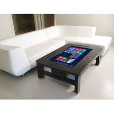 This 'integrated technology coffee table' brings the world to your living room, coming equipped with usb and serial ports, ipod docks and electrical outlets. The Giant Coffee Table Touchscreen Computer Hammacher Schlemmer