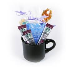 The coffee included dissolves in water, so there's no need to prepare it beforehand; Ceramic Mug Filled With Coffee Tea Boston Gift Baskets