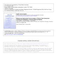 Pdf Affective And Instrumental Communication In Primary Care Interactions Predicting The Satisfaction Of Nursing Staff And Patients