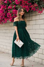 Lace And Locks Petite Fashion Blogger Lace Midi Dress Green Lace Dress Off The Shoulde Green Lace Dresses Lace Wedding Guest Dress Fall Wedding Guest Dress