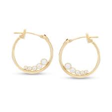 Check spelling or type a new query. Bezel Set Cubic Zirconia Graduated Five Stone Tube Hoop Earrings In 10k Gold Banter