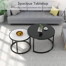 Nesting Coffee Table Round Metal Base For Living Room White And Black Coffee Table Nesting Coffee Tables Home Coffee Tables