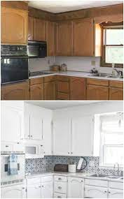 There was no color to break up the oak and it made the space look outdated, dark and smaller. Painting Oak Cabinets White An Amazing Transformation Lovely Etc