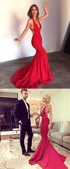 Elegant Straps Mermaid Red Long Formal Dress With Train Evening Dresses Long Dresses Formal Dresses Long