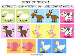 Juegos De Memoria Encuentra Las Parejas De Animales De Granja Juegos De Memoria Juegos De Animales Loteria De Animales