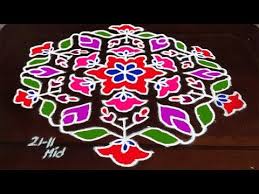 Latest Flowers Rangoli Designs With 23 12 Middle For Sankranthi Beautiful Kolam Designs Youtube Kolam Designs Rangoli With Dots Rangoli Patterns