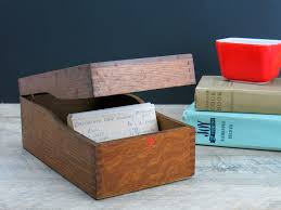 Library Office Card File Box Vintage Single Drawer Recipe Card Box Index Card File Wood Organization Box Dovetai Recipe Card Boxes Office Cards File Box