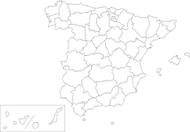 Outline maps, commonly known also as blank maps, indicate the overall shape of the country or region. File Provinces Of Spain Blank Map Png Wikimedia Commons
