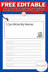 free editable name tracing sheets for beginning writers