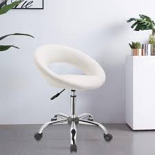 Duhome Home Office Desk Chair Work Stool Crescent Adjustable Swivel Task Chair On Wheels White Walmart Com White Desk Chair Desk Chair Cheap Desk Chairs
