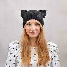 Black Cat Hat Cat Ears Cat Ear Hat Womens Cat Beanie Cat Etsy Cat Ears Hat Cat Eared Beanie Cat Hats Knitted