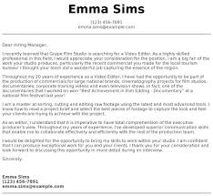 Video Editor Cover Letter Examples Samples Templates Resume Com