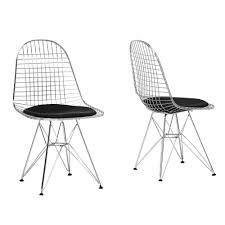 Baxton Studio Avery Chrome Steel Wire Dining Chairs Set Of 2 2pc 4023 Hd The Home Depot Modern Wire Chair Wire Dining Chairs Metal Dining Chairs