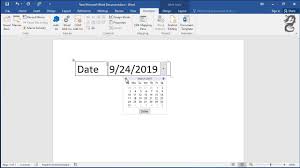 Insert A Date Picker In Microsoft Word Create Drop Down List Of Date Calendar Youtube