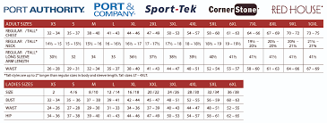 Port Authority Size Chart Arts Arts