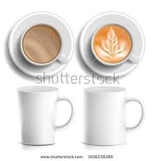 Coffee Cups Vector Top Side View Different Types Aromatic Classic Hot Coffee Fast Food Cup Beverage White Mug Isolate Coffee Menu Hot Coffee Coffee Cups