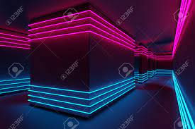 Neon Lit Corridor In Cyan And Magenta. Synthwave, Cyberpunk Aesthetic.  Abstract 3D Rendering. Stock Photo, Picture and Royalty Free Image. Image  170412589.