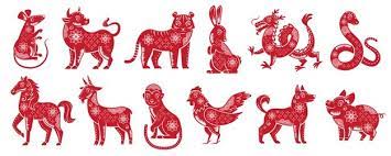 Asian New Year Animals Free Vector Chinese Zodiac New Year Signs Traditional China Horoscope Animals Red Zodiacs Silhouette