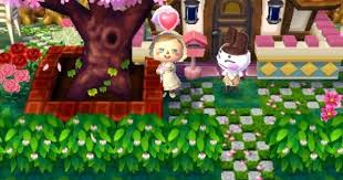 Outdoor Hacked Town Tree In Front Of House W Bushes For A Fence Pink Apple Acnl Animal Crossing