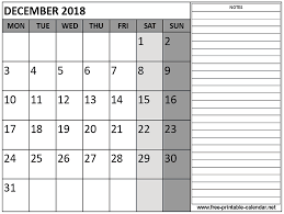 Printable 2018 December Calendar Calendar Printables Free Printable Calendar Templates January 2018 Calendar Printable