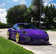 We Might Like Purple Porsches The Brushed Champion Gold Adv1 Wheels On This Gt3 Rs Are Perfect Adv1 Wheels Super Cars Racing