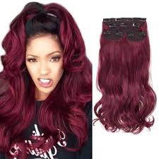 Customize your avatar with the black hair w/ red extensions and millions of other items. Amazon Com Docute Dark Wine Red Thick Hair Extensions Clip In For Black Women 4 Pieces 22 Inch Burgundy Full Head Curly Wavy Clip In On Hair Extensions Body Wave Classic Hair