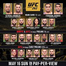 Ufc 262 is ready to kick off from the toyota center in houston, texas, on saturday night with a vacant lightweight title fight in the main event. Okaslof Emzo6m