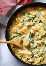 Skillet Chicken With Spinach Cream Sauce Easy Healthy Pasta Recipes Chicken Spinach Recipes Chicken Skillet Recipes
