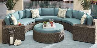 These provide the ultimate seating option to enhance your outdoor living space for comfort, premium quality, and style. Rialto Brown 5 Pc Curved Outdoor Sectional With Aqua Cushions Rooms To Go