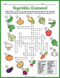 Free Printable Vegetables Crossword Word Puzzles For Kids Crossword English Worksheets For Kids