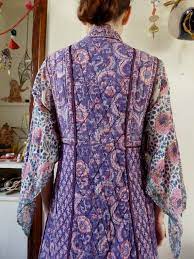 Anokhi Vintage Indian Quilted Coat Jacket Waistcoat Block Print Flowers Hippie Size M India Quilted Coat Indian Jackets Indian Quilt