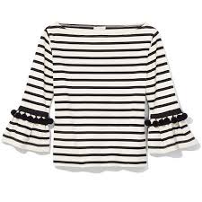Black And White Striped Tops Womens Marc Jacobs Black White Stripe Pom Top 295 Liked On Polyvore Featuring Tops Black White Str Black And White Tops Black Stripes Tops Black White Stripes