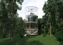 Architects have put a contemporary spin on woodland homes, creating spectacular structures of glass, wood, and steel that take advantage of their beautiful settings. Tubular Glass House By Aibek Almassov Wraps Around A Full Grown Tree