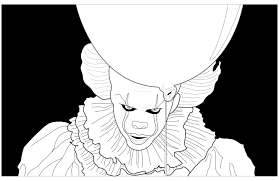 Un coloriage de clown prêt à imprimer et à colorier. Clown Ca Grippe Sous Fond Noir Halloween Coloriages Difficiles Pour Adultes