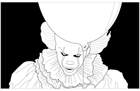 Coloriages clown colorier fr hellokids. Clown Ca Grippe Sous Fond Noir Halloween Coloriages Difficiles Pour Adultes