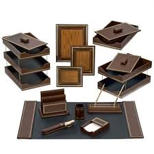 Florentine Leather Desk Set Brown Leather Desk Accessories Office Accessories Leather Desk