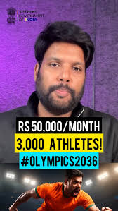 50000 per month for athletes in India, The Indian government is providing a  monthly stipend of ₹50,000 to approximately 3,000 athletes as part of their  preparations for the 2036 Olympic Games. This ...