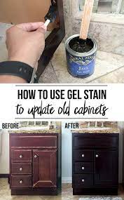 Wow No Sanding No Stripping This Is Amazing How To Use Gel Stain And Update Old Cabinets Staining Furniture Painting Furniture Diy Staining Cabinets
