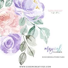 Watercolor Flowers Clipart Png With Transparent Background Purple Pink Pastel Floral Graphics Watercolor Flowers Floral Wreath Watercolor Flower Painting