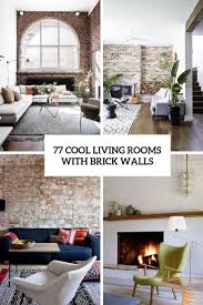 Bright, happy styled bedroom idea with painted abstract mural in earthy summer colors of peach, coral, yellow and pink, featuring metallic silver paint and golden neon paint. 77 Cool Living Rooms With Brick Walls Digsdigs