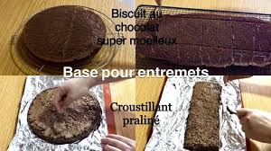 Base Pour Entremets Biscuit Moelleux Au Chocolat Et Croustillant Praline Base Pour Entremets Gateau Et Cuisine Biscuits Moelleux Moelleux Au Chocolat Croustillant Praline