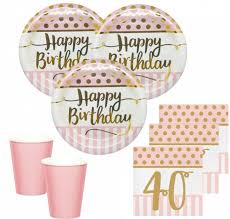 Was frau mit 40 nicht mehr tun muss! 36 Teile Pink Chic Party Deko Set Zum 40 Geburtstag In Rosa Und Gold Glanz Fur 8 Personen