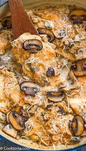 This Creamy Mushroom Chicken Is Made With Tender Chicken Breasts Parmesan Cheese Onions Crea Creamy Mushroom Chicken Mushroom Chicken Cooked Chicken Recipes