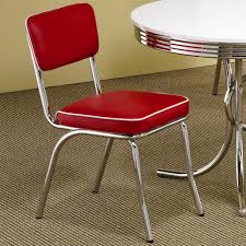 50 S Retro Chrome Coke Chairs W Red Cushions By Coaster Set Of 2 Http Www Cccstores Com Red Ret Retro Dining Chairs Retro Style Chairs Side Chairs Dining