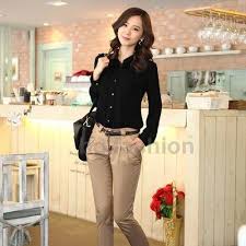 Womens Business Casual Long Sleeve Button Down Slim Shirts Blouse Tops Au 8 16 Korean Fashion Trends Korean Fashion Business Casual Outfits