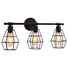 Turn off the power to the bathroom before removing the old light fixture. 3 Light Bathroom Vanity Light Metal Wire Cage Industrial Wall Sconce Black Light Fixture Bathroom For Mirror Cabinets Vanity Table Bathroom Wall Lighting 22 8 In Bulb Not Include Pricepulse