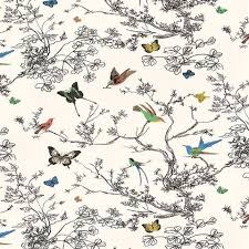Schumacher Birds And Butterflies Wallpaper In Bathroom Birds Butterflies Multi On White Butterfly Wallpaper Animal Print Wallpaper Botanical Wallpaper