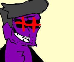 Later on in the franchise, when the virtual reality game came out, he was trapped inside the game as a character known as glitchtrap. Purple Guy Sees Something Cool With Red Eyes Drawception