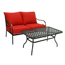 Garden Treasures Yorkford Yorkford 2 Piece Steel Frame Patio Conversation Set Lowes Com Wrought Iron Patio Furniture Iron Patio Furniture Garden Treasures Patio Furniture
